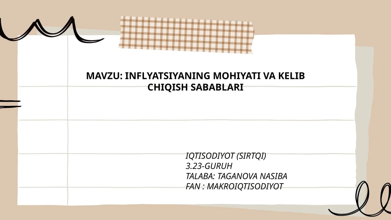 INFLYATSIYANING MOHIYATI VA KELIB CHIQISH SABABLARI