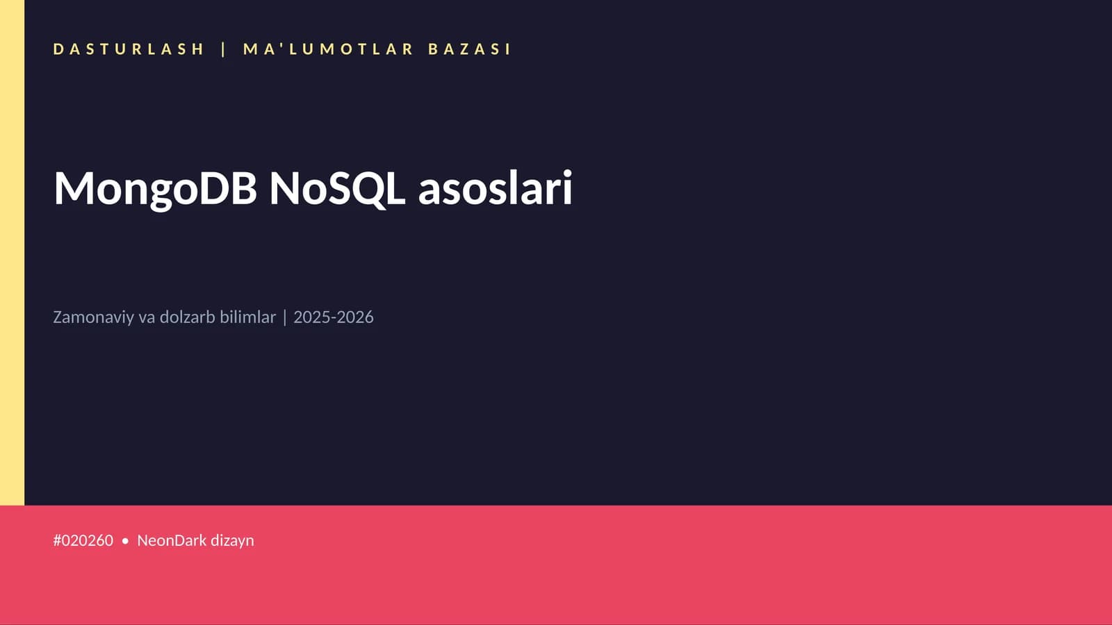 MongoDB NoSQL asoslari