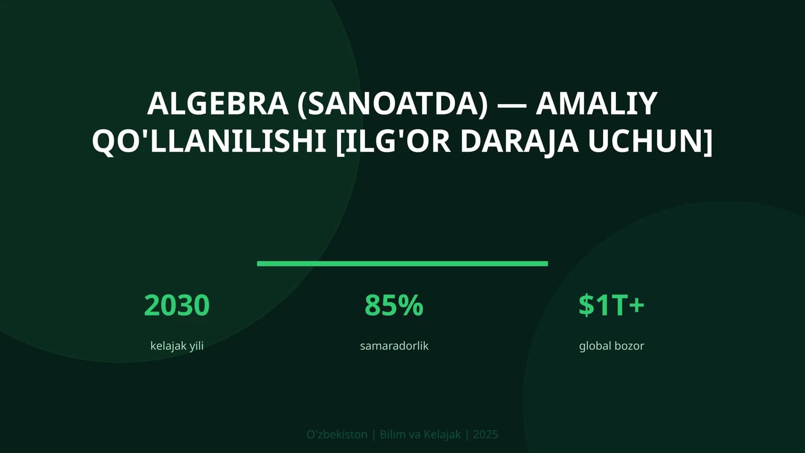 Algebra (sanoatda) — amaliy qo'llanilishi [ilg'or daraja uchun]