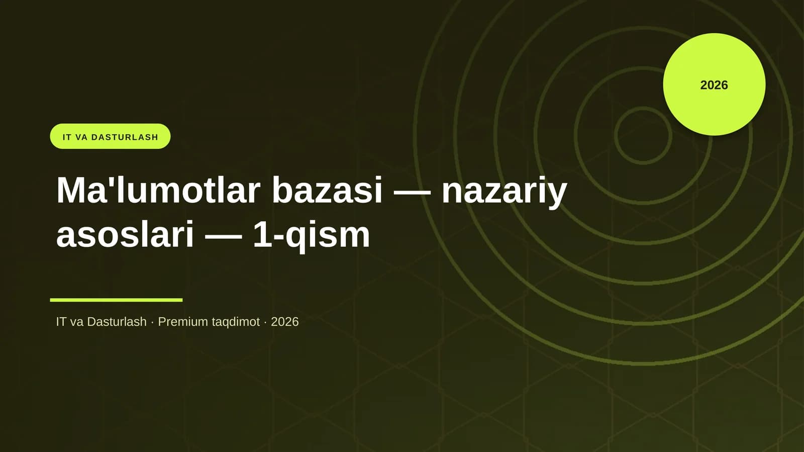 Ma'lumotlar bazasi — nazariy asoslari — 1-qism