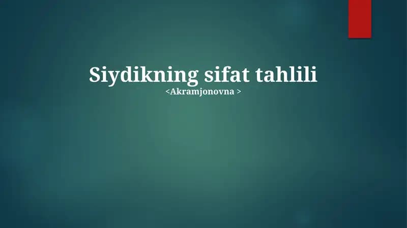 Siydikning sifat tahlili