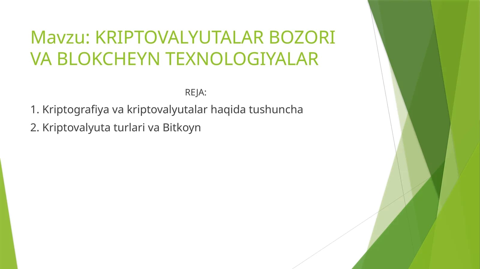 KRIPTOVALYUTALAR BOZORI VA BLOKCHEYN TEXNOLOGIYALAR