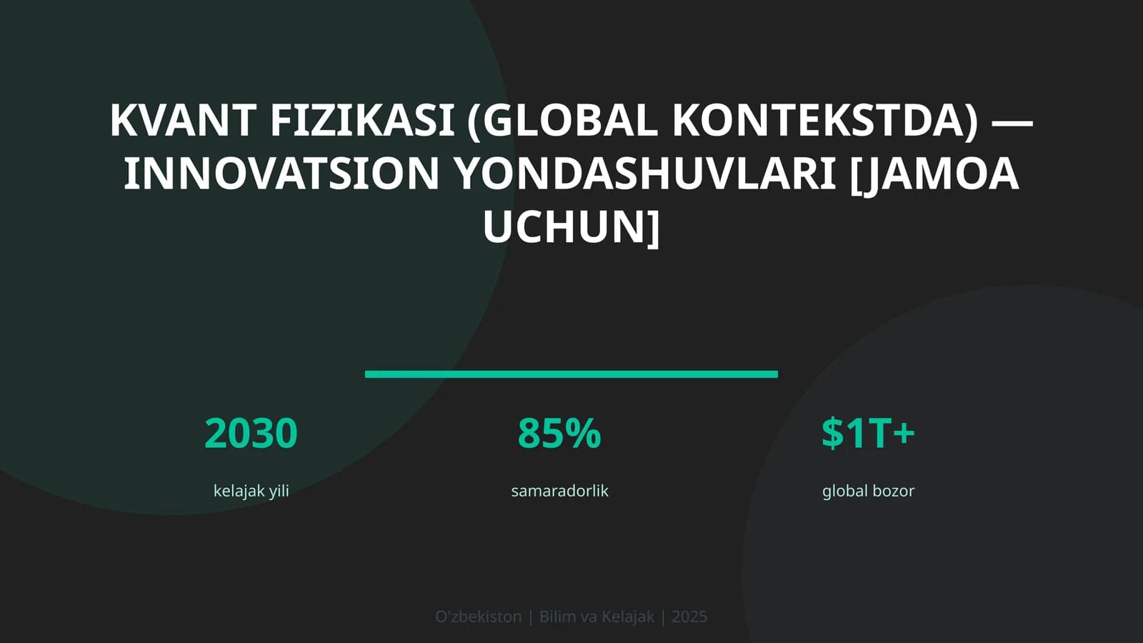 Kvant fizikasi (global kontekstda) — innovatsion yondashuvlari [jamoa uchun]