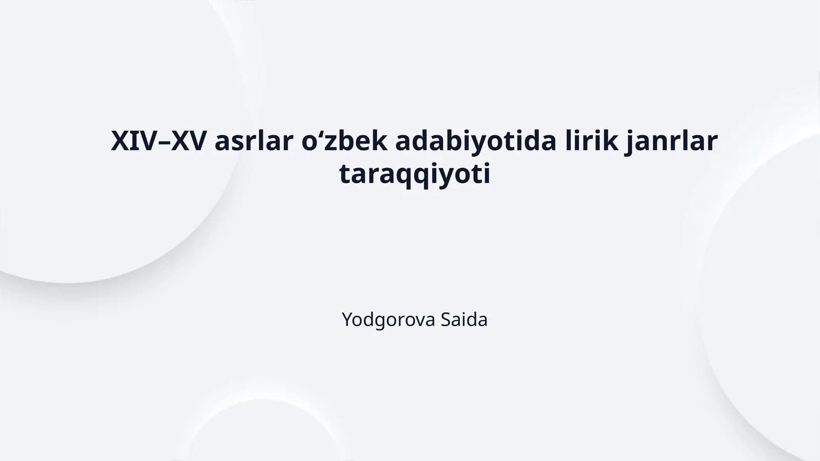 XIV-XV asrlar o'zbek adabiyotida lirik janrlar taraqqiyoti