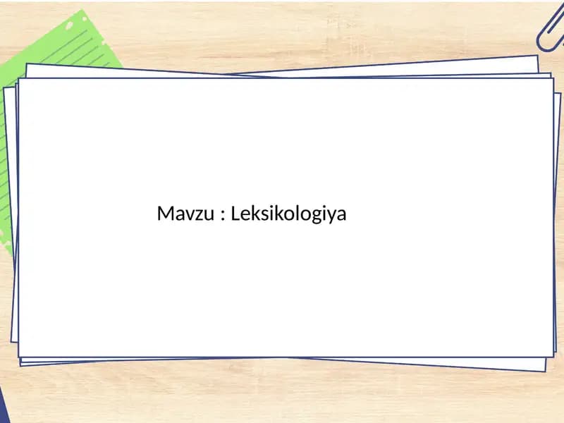 Leksikologiya