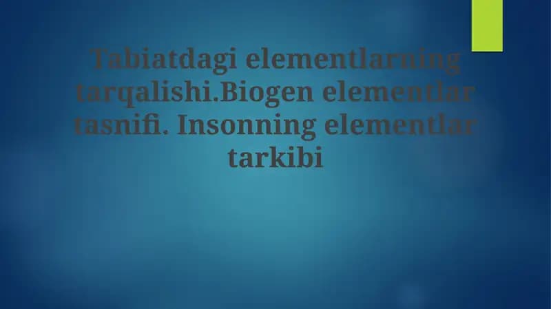 Tabiatdagi Elementlar