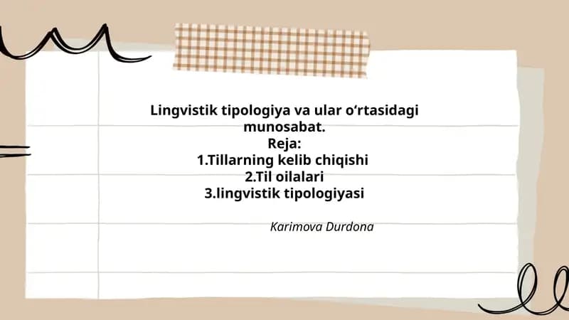 Lingvistik tipologiya va ular oʻrtasidagi munosabat