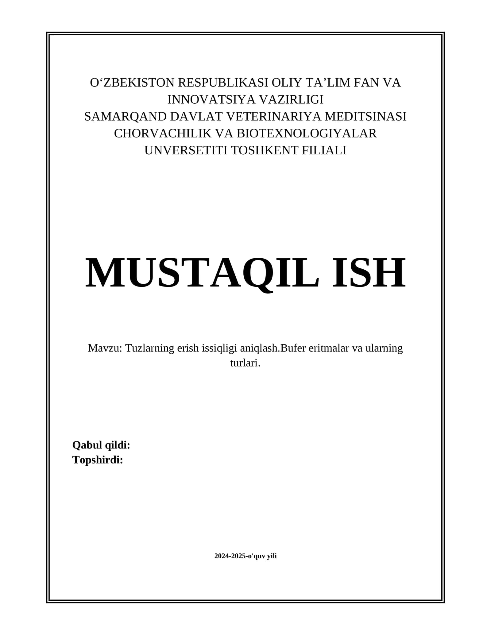 Tuzlarning erish issiqligi aniqlash