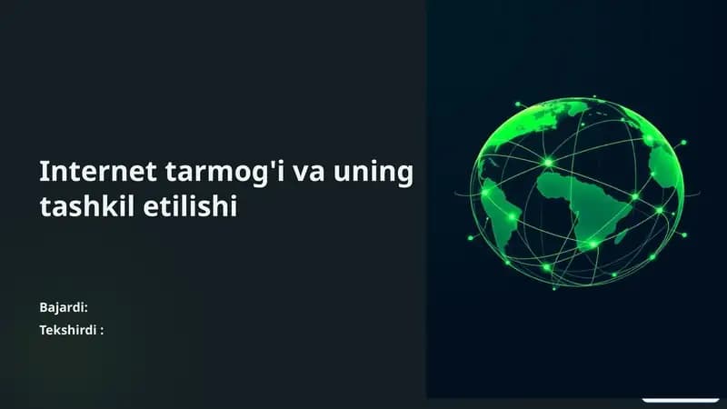 Internet tarmog'i va uning tashkil etish