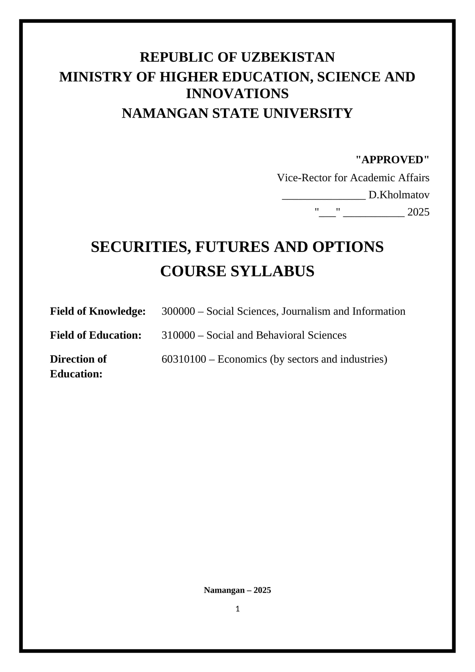 Securities, Futures and Options Course