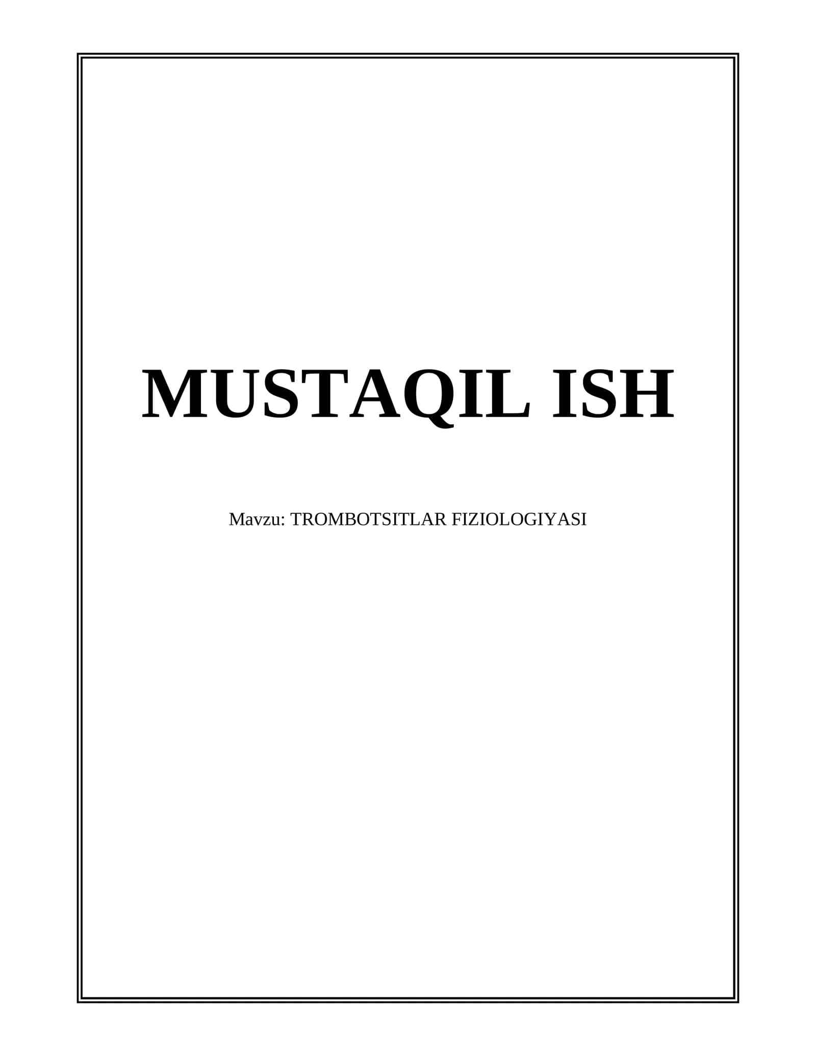 TROMBOTSITLAR FIZIOLOGIYASI