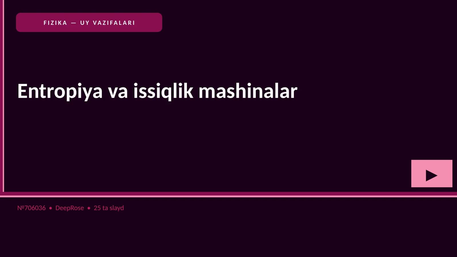 FIZIKA — UY VAZIFALARI