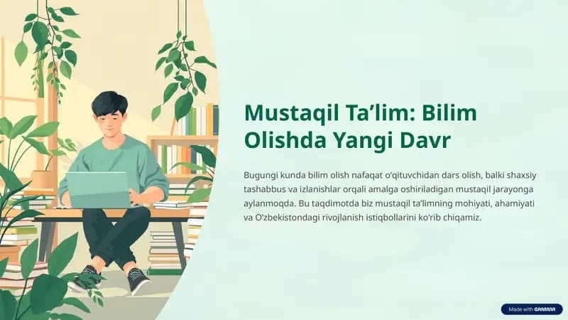 Mustaqil taʼlim bilim olishda yangi davr