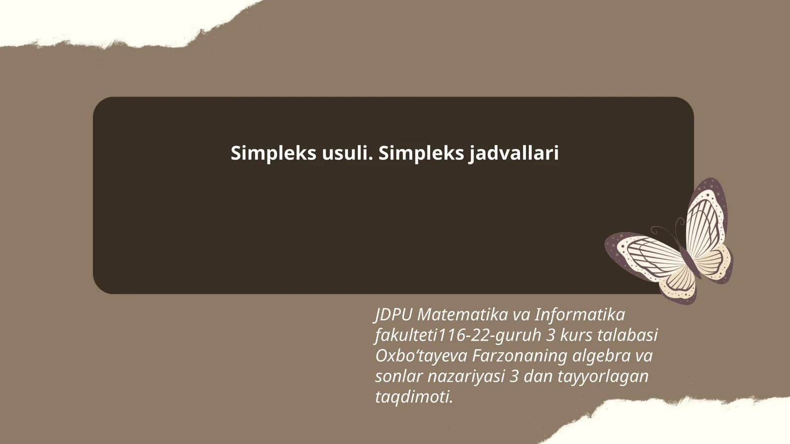 Simpleks usuli. Simpleks jadvallari