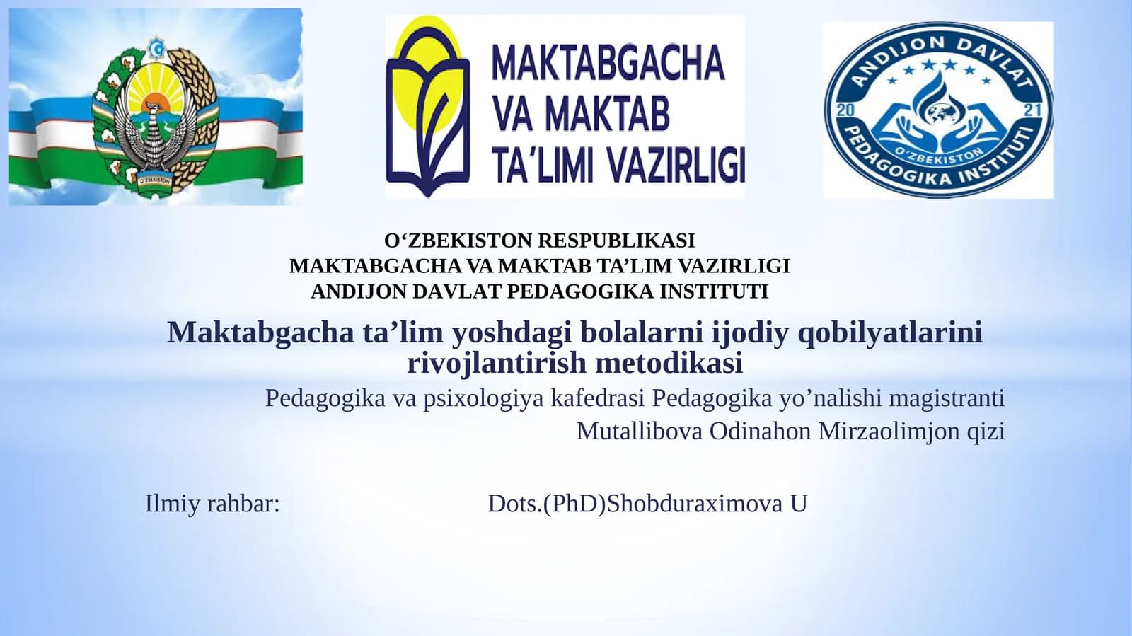Maktabgachata’limyoshdagibolalarniijodiyqobilyatlarinirivojlantirishmetodikasi
