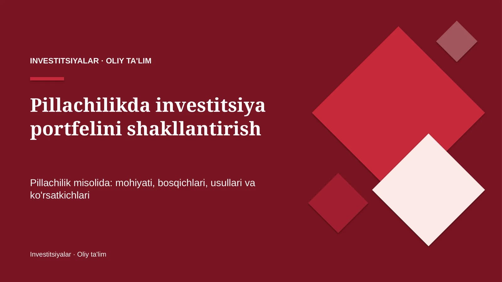 pillachilikda investitsiya portfelini shakllantirish 2423