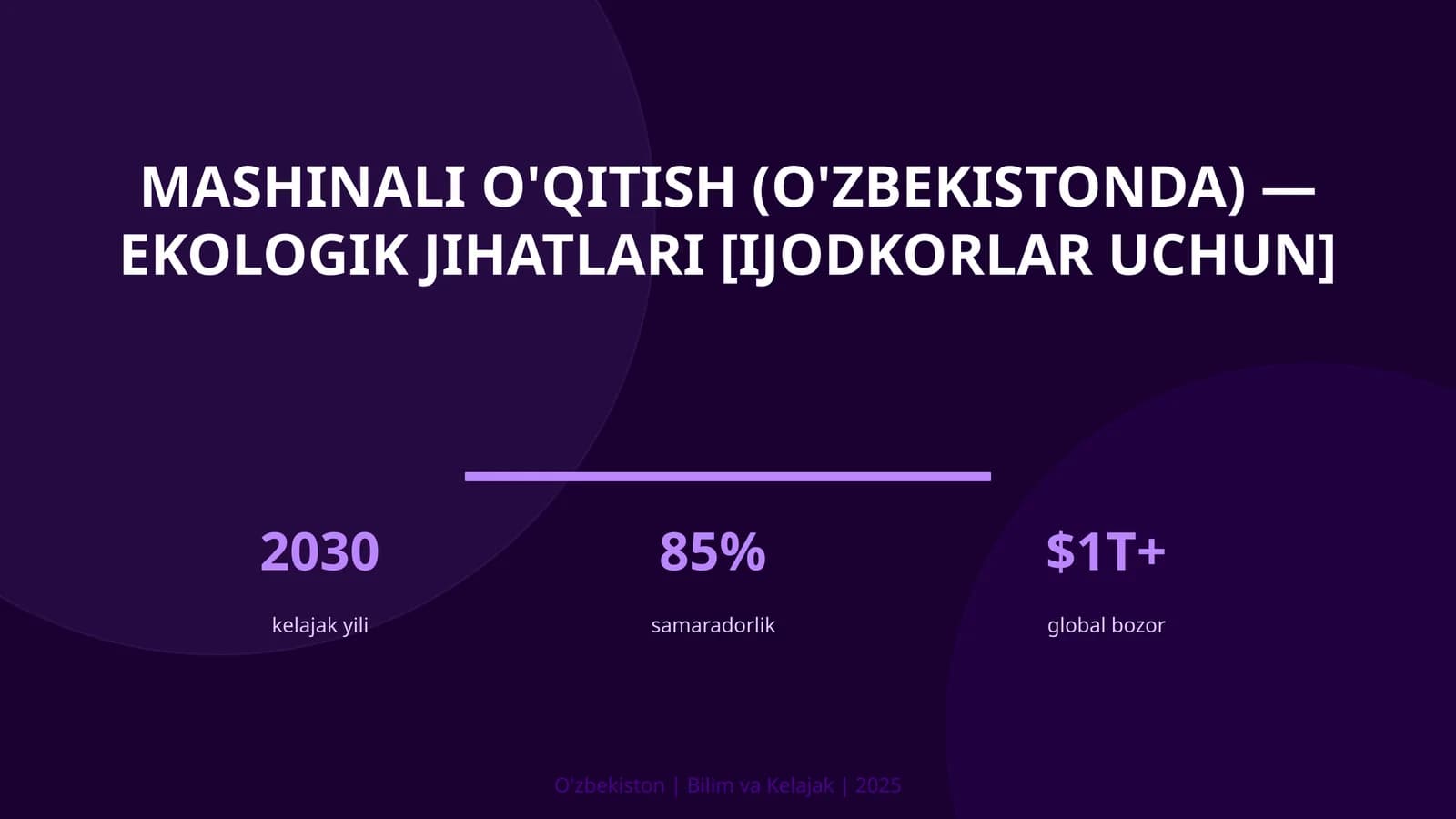 Mashinali o'qitish (O'zbekistonda) — ekologik jihatlari [ijodkorlar uchun]