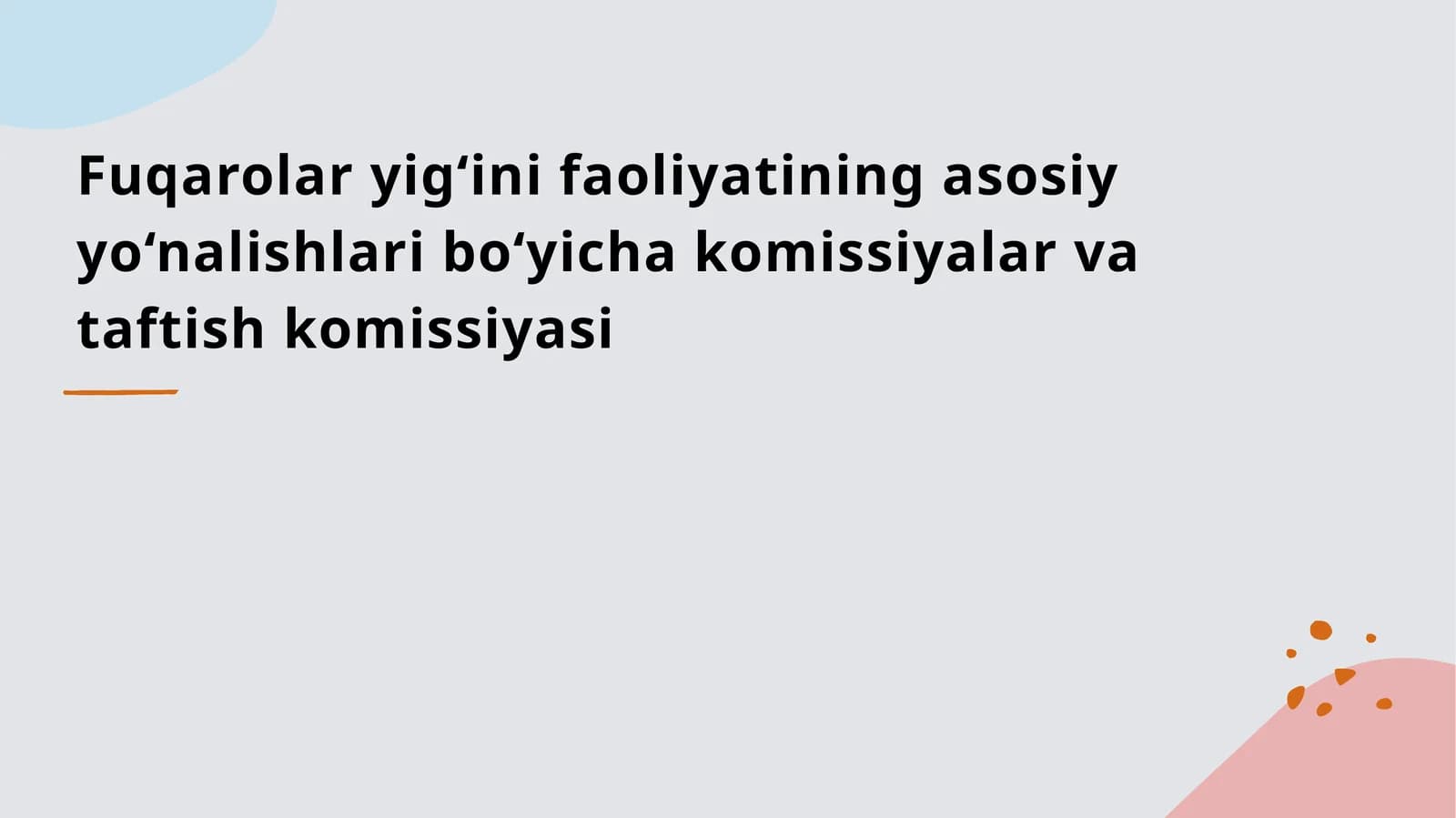 Fuqarolar yig‘ini faoliyatining asosiy yo‘nalishlari bo‘yicha komissiyalar va taftish komissiyasi