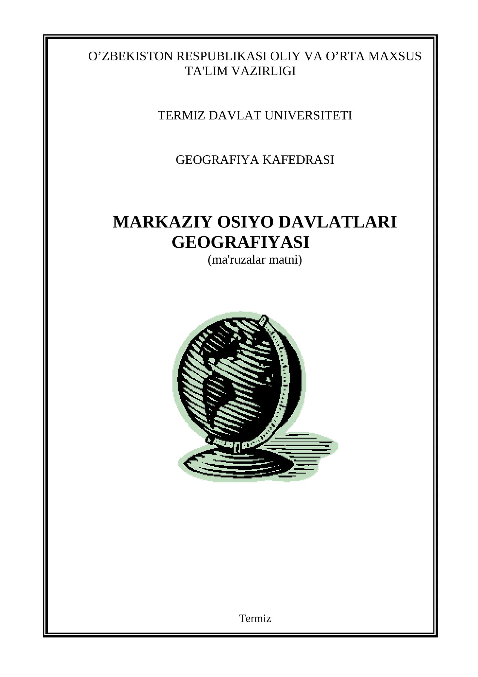 Markaziy Osiyo Davlatlari Geografiyasi