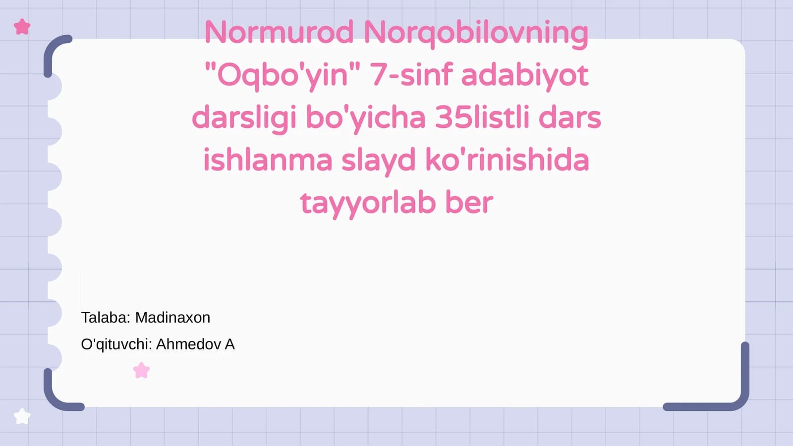 Oqbo'yin 7-sinf adabiyot darsligi