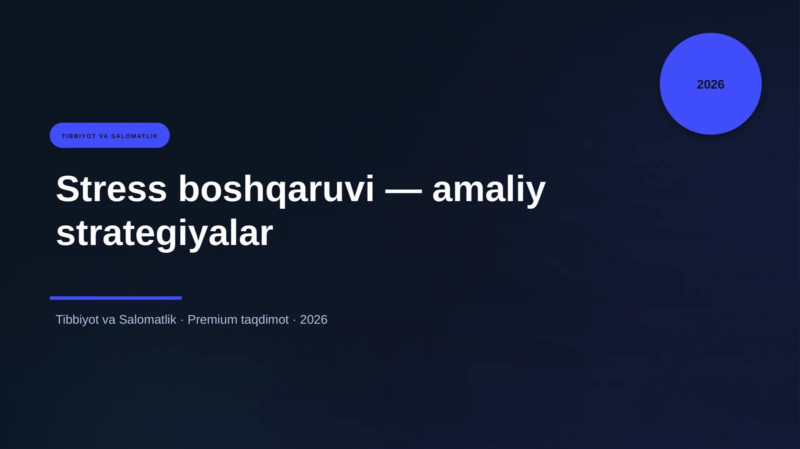 Stress boshqaruvi — amaliy strategiyalar