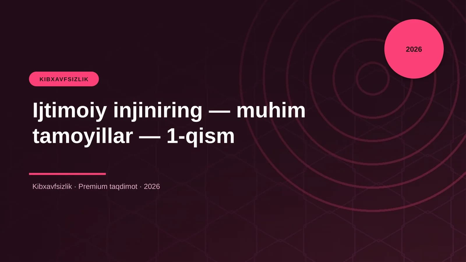Ijtimoiy injiniring — muhim tamoyillar — 1-qism