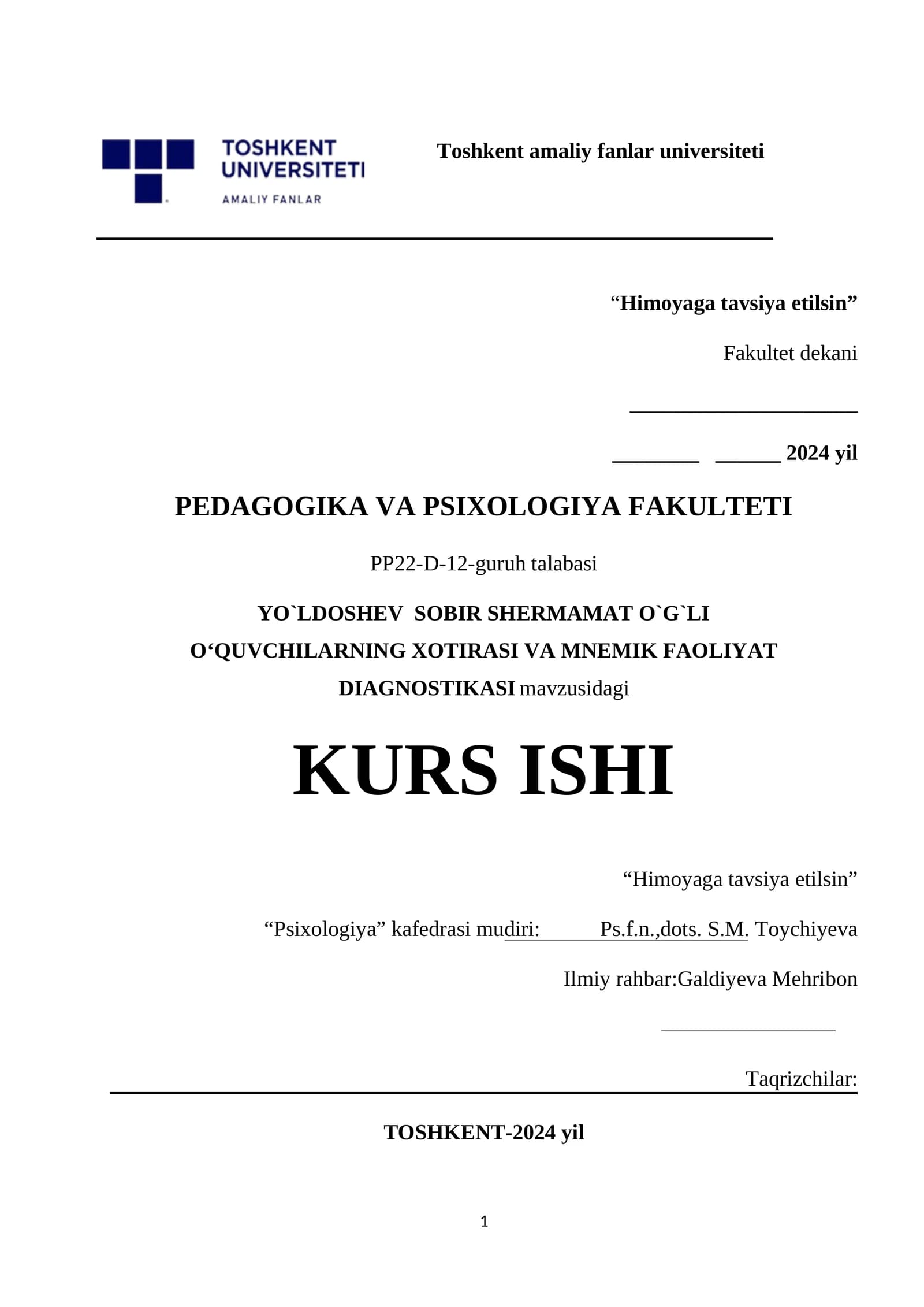O‘quvchilarning xotirasi va mnemonic faoliyatini psixodiagnostika qilishning ahmiyati va turli usull