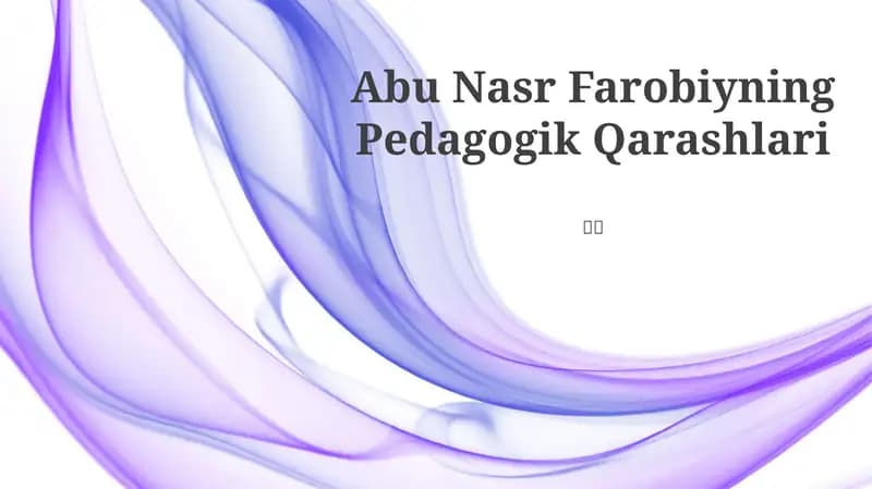Abu Nasr Farobiyning Pedagogik Qarashlari