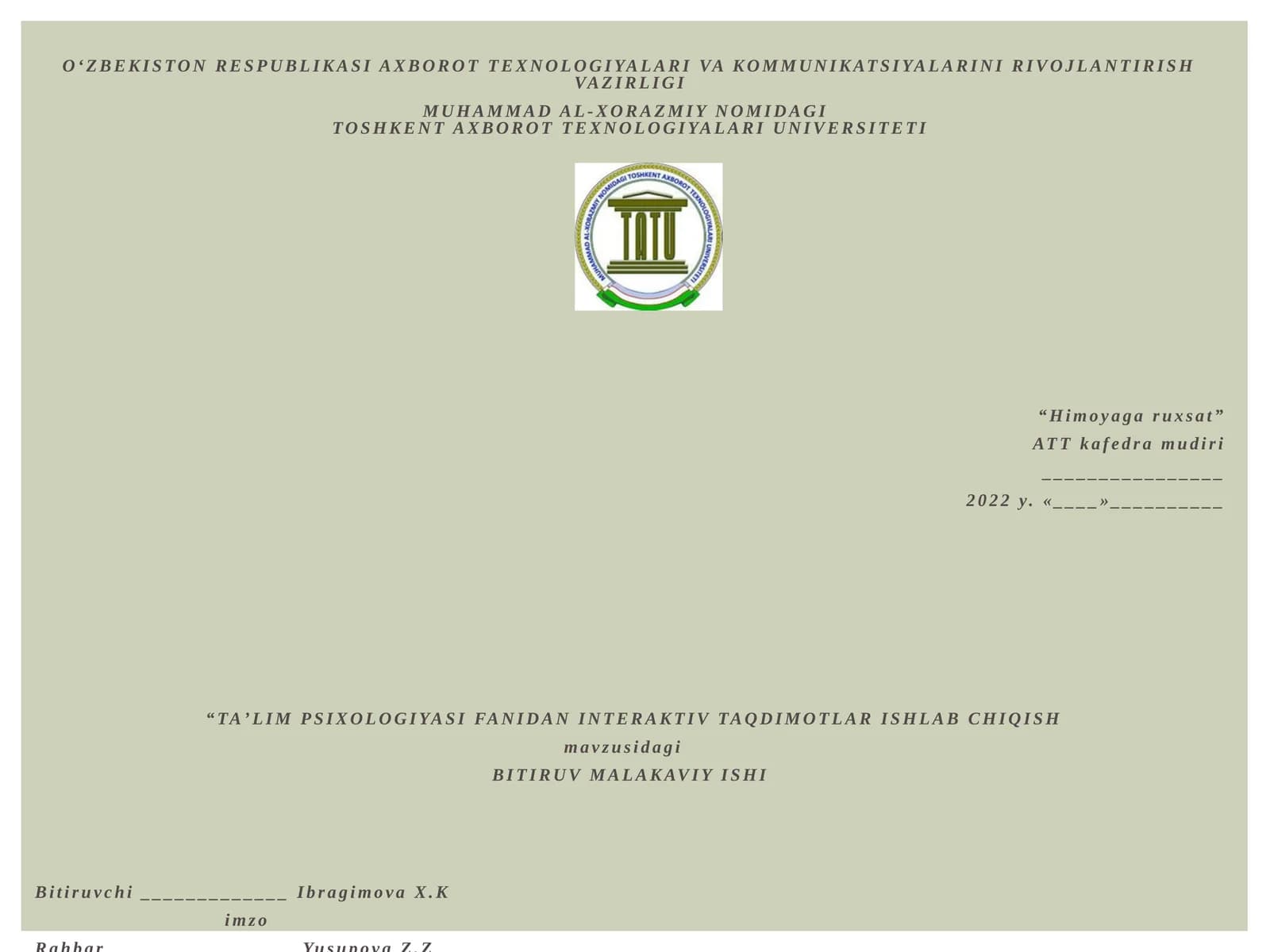 TAʼLIMPSIXOLOGIYASI FANIDAN INTERAKTIV TAQDIMOTLAR ISHLAB CHIQISH