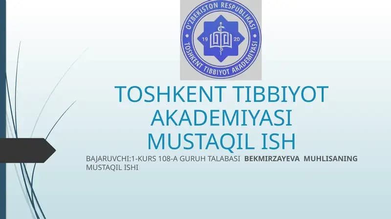 O’ZBEKISTON RESPUBLIKASIDA INSON SALOMATLIGI OLIY QADRIYAT SIFATIDA