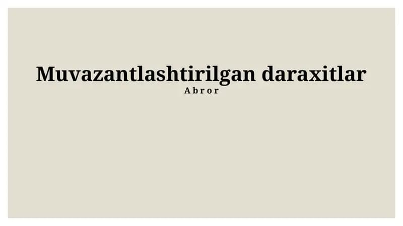 Muvazantlashtirilgan daraxitlar