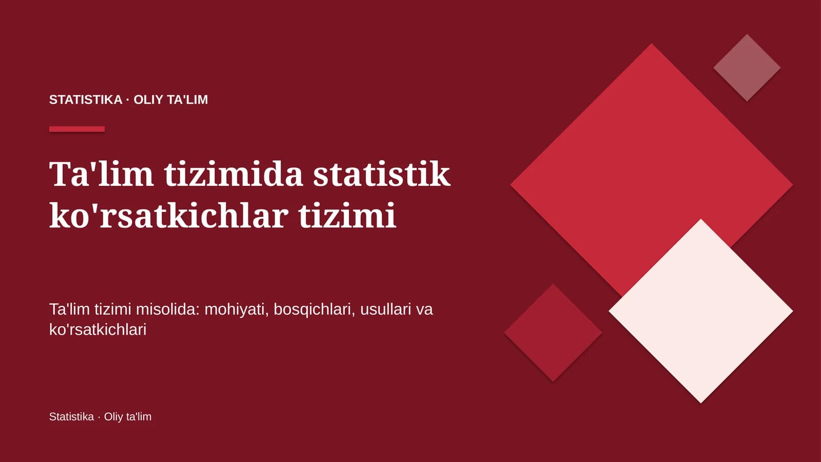 ta'lim tizimida statistik ko'rsatkichlar tizimi 2010