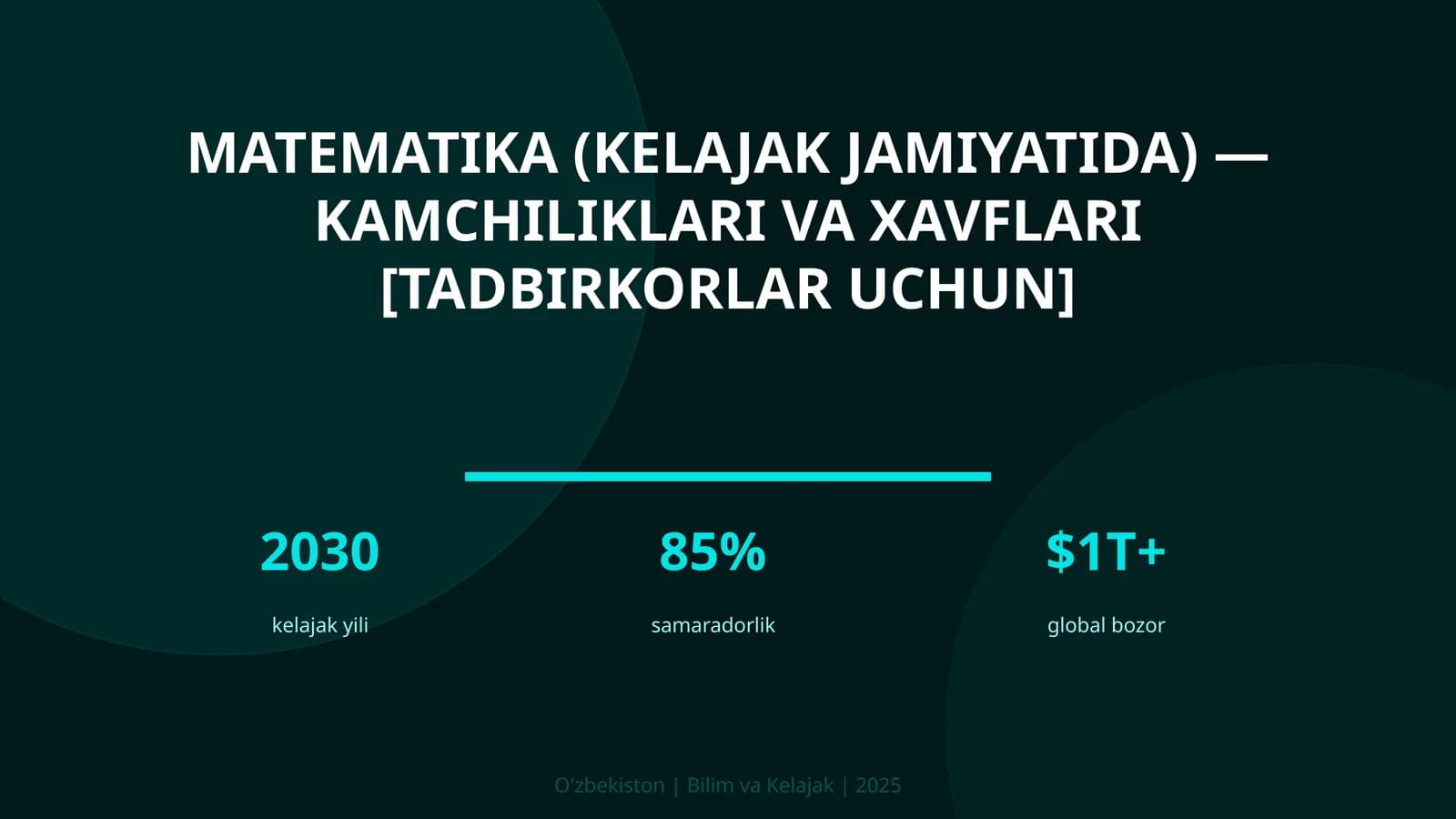 Matematika (kelajak jamiyatida) — kamchiliklari va xavflari [tadbirkorlar uchun]