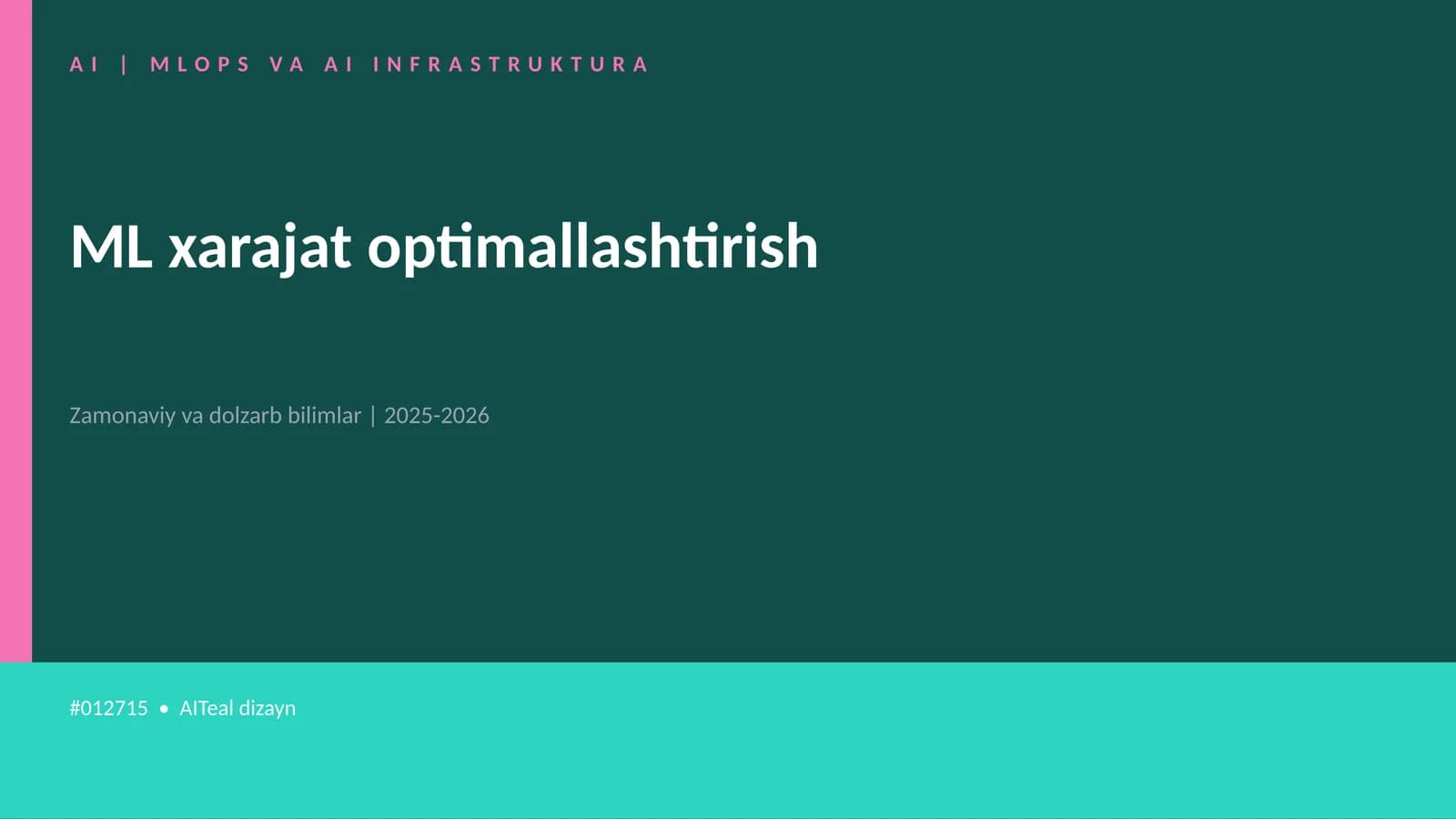 ML xarajat optimallashtirish