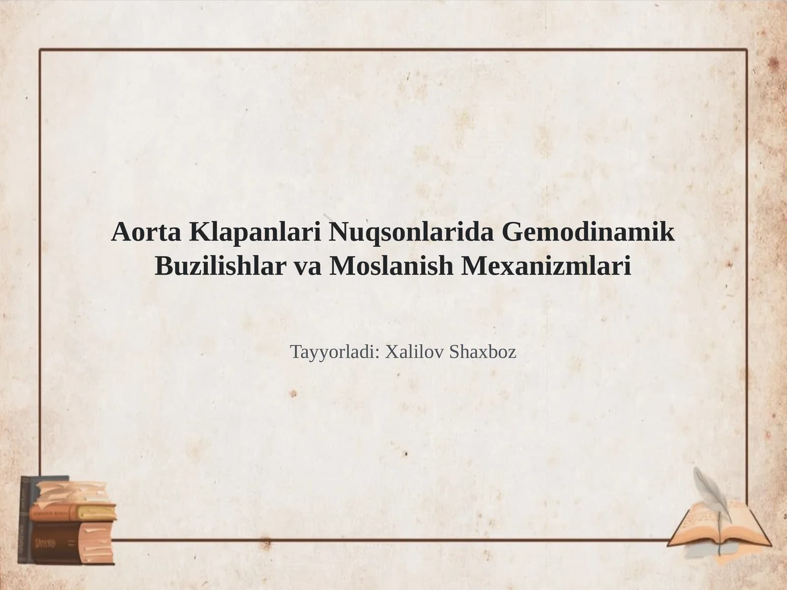 Aorta Klapanlari Nuqsonlarida Gemodinamik Buzilishlar va Moslanish Mexanizmlari