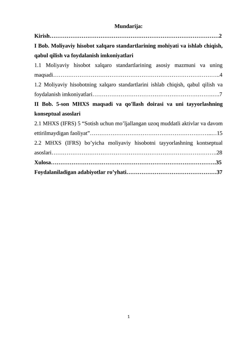 5-son MHXS maqsadi va qo'llash doirasi