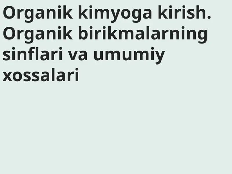 Organik kimyoga kirish