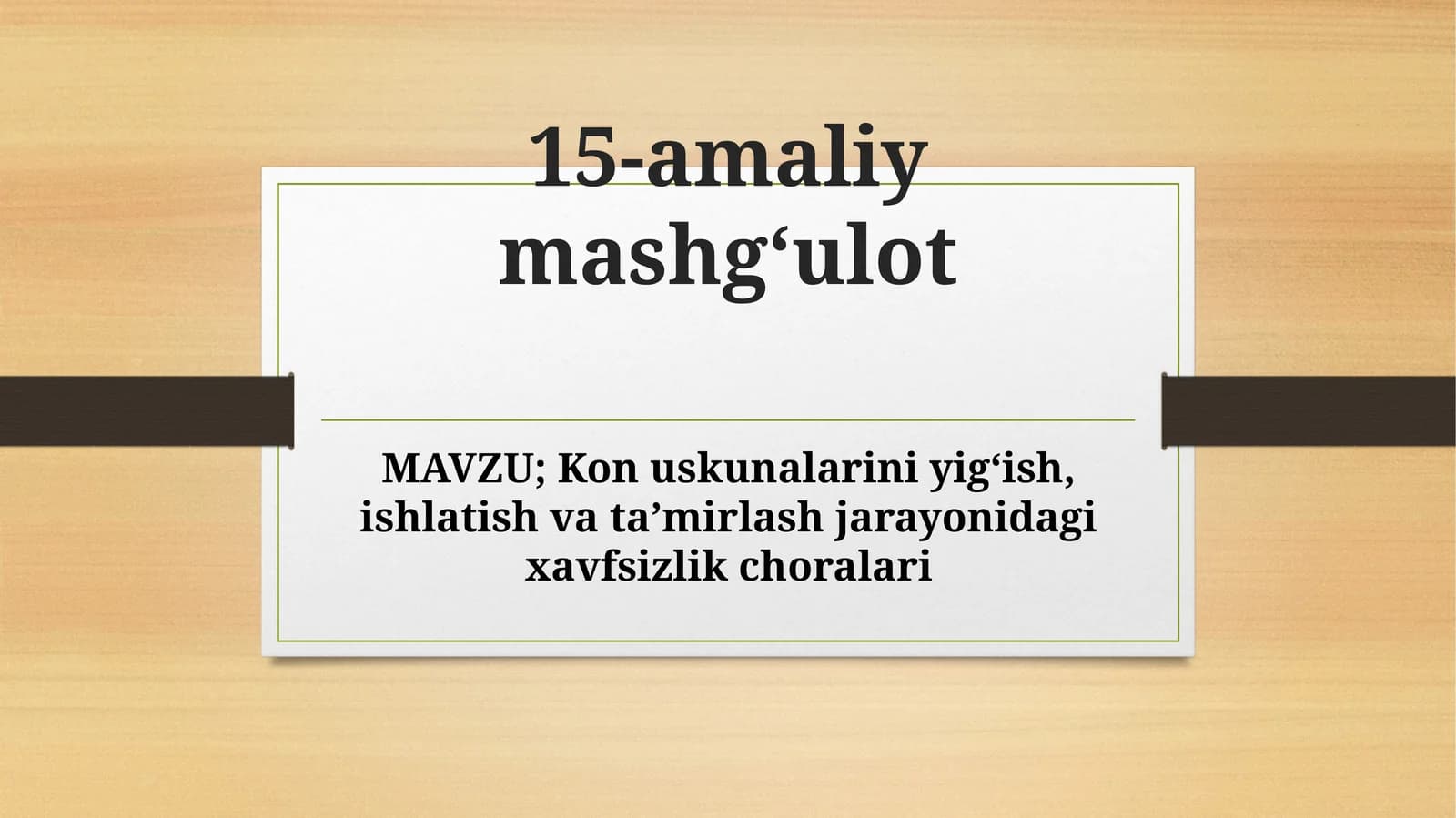 Konuskunalarini yig‘ish, ishlatish va ta’mirlash jarayonidagi xavfsizlik choralari