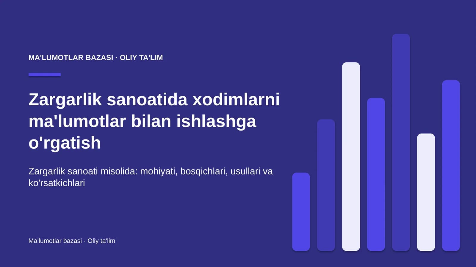 zargarlik sanoatida xodimlarni ma'lumotlar bilan ishlashga o'rgatish 9244