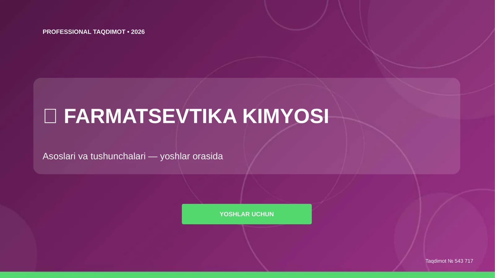 FARMATSEVTIKA KIMYOSI Asoslari va tushunchalari