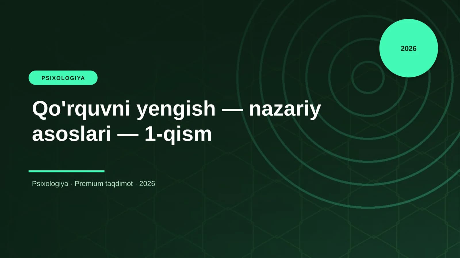 Qo'rquvni yengish — nazariy asoslari — 1-qism