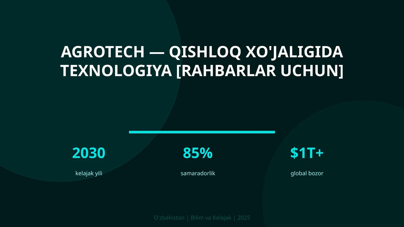 Agrotech — qishloq xo'jaligida texnologiya [rahbarlar uchun]