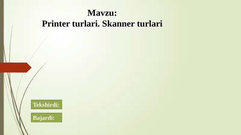 Printer turlari. Skanner turlari