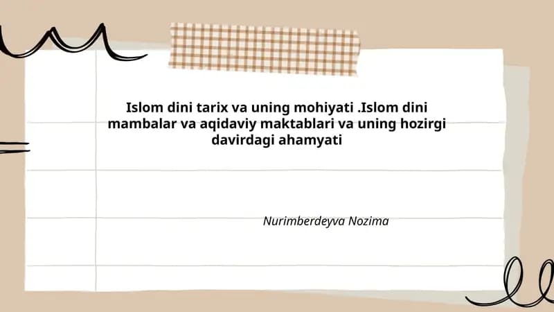 Islom dini tarix va uning mohiyati