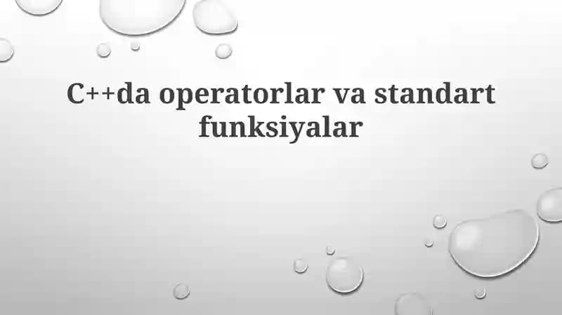 Operatorlar va Ularning Turlari