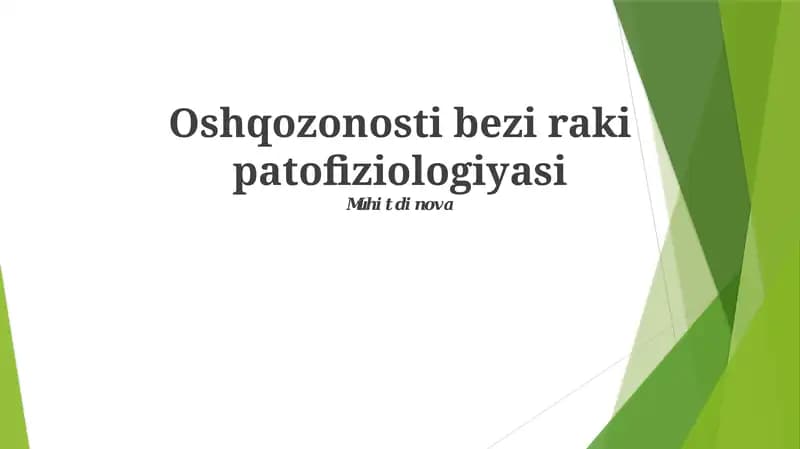 Oshqozonosti bezi raki patofiziologiyasi