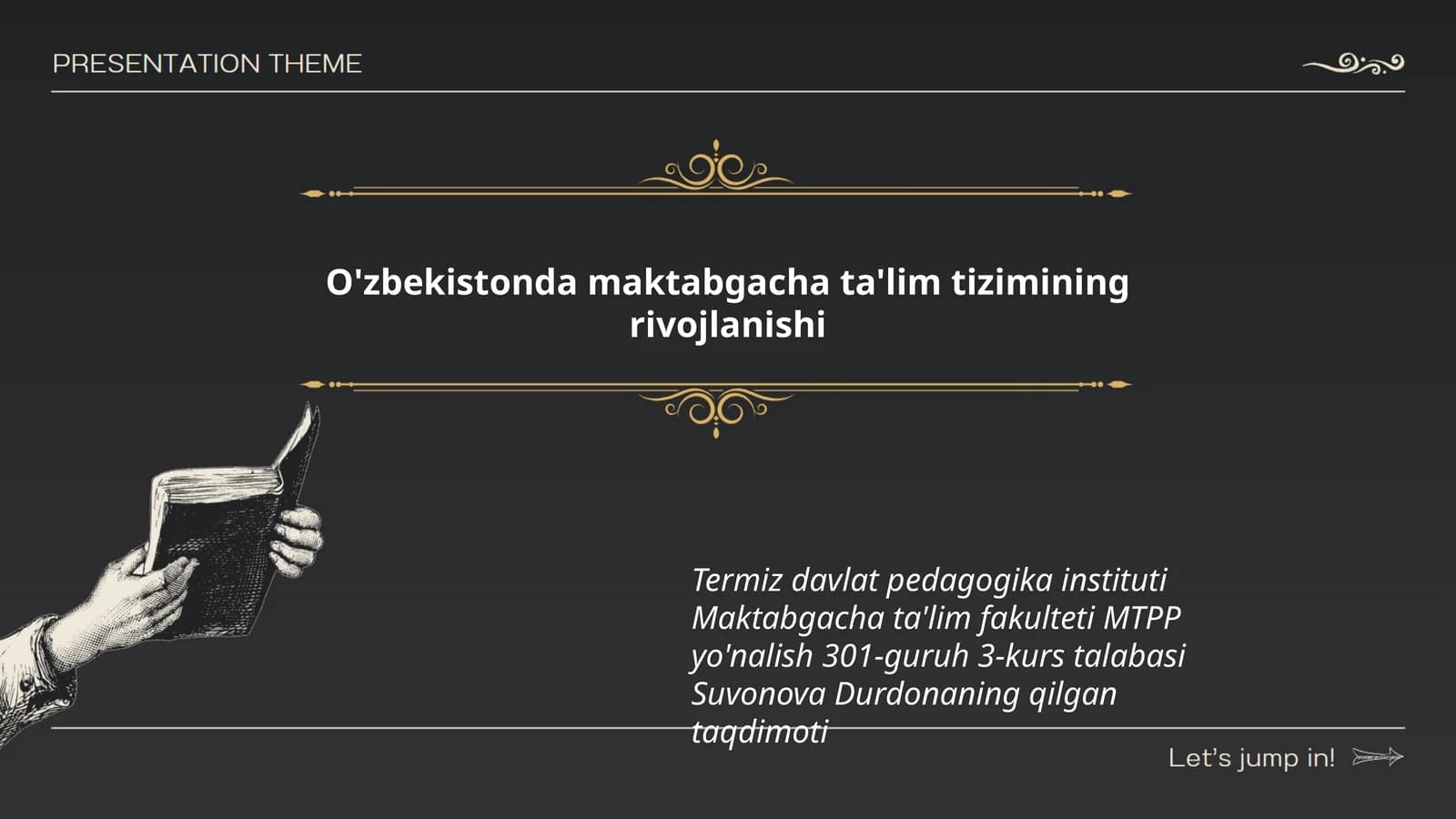 Suvonova Durdonaning qilgan taqdimoti