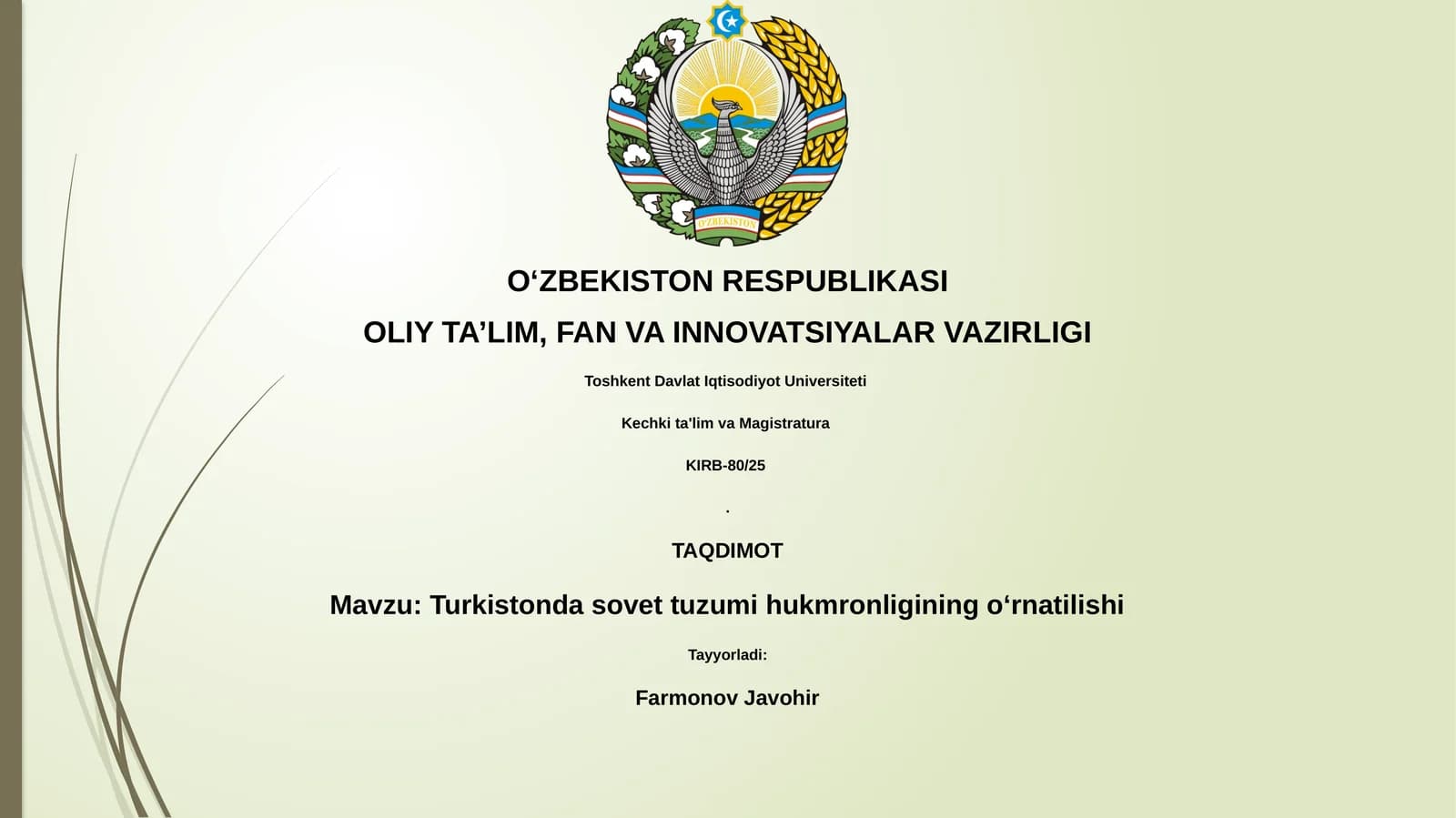 Turkistonda sovet tuzumi hukmronligining o‘rnatilishi
