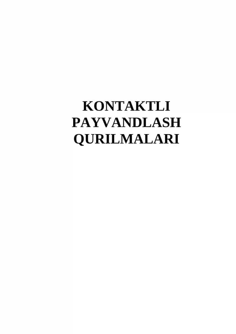 KONTAKTLI PAYVANDLASH QURILMALARI
