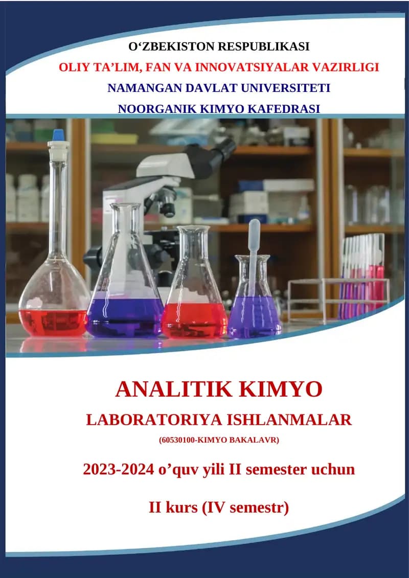 Analitik kimyo laboratoriya mashg'ulotlari